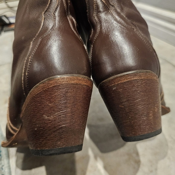 Western Brown Cowboy Tall Boots J.B Dillon Pointed Toe - Picture 11 of 13